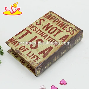 Wholesale peacock pattern wooden fake book box home decoration wooden fake book box W18A019
