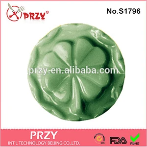 S1796 PRZY clover stamp silicone round soap mold