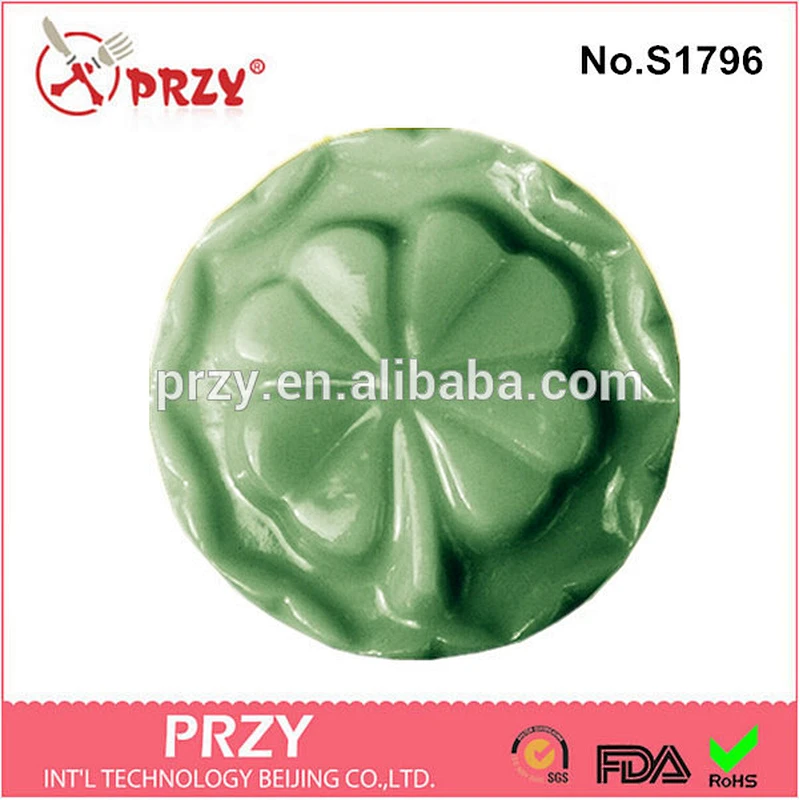 S1796 PRZY clover stamp silicone round soap mold