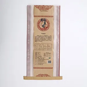 Custom wholesale kraft paper bag for rice packaging 10kg