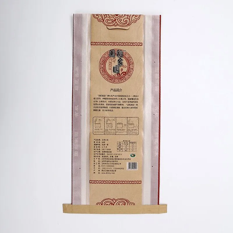 Custom wholesale kraft paper bag for rice packaging 10kg