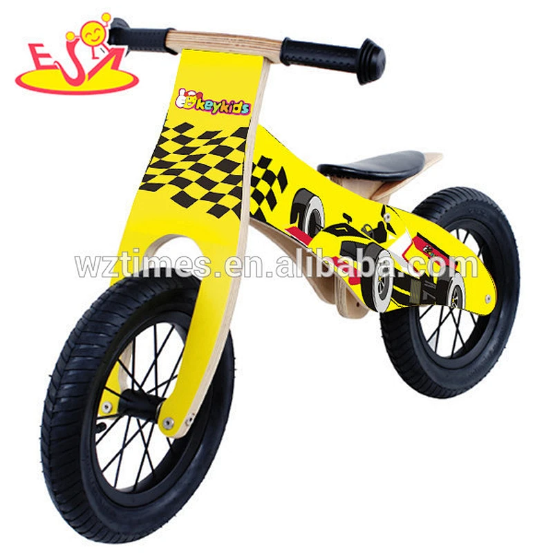 Wholesale top quality kids wooden walking balance bike with funny pattern W16C097-1