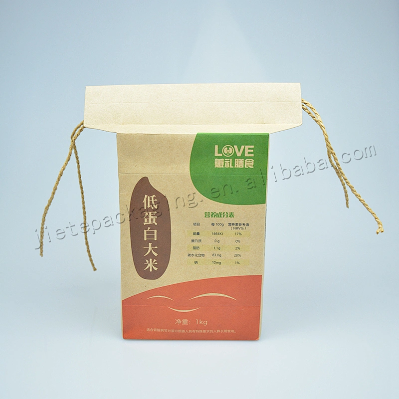 Wholesale 1kg stand up kraft paper rice bag for bean,peanut,seed,flour