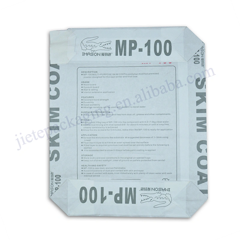 Wholesale Multi-layer kraft paper block bottom cement bag 25kg 50kg for packing gypsum powder mortar