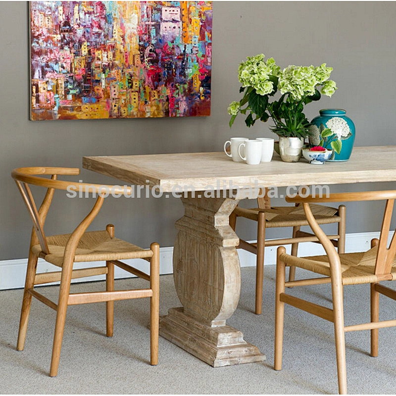 European vintage table & reclaimed wood table top solid wood dinning table set & slabs