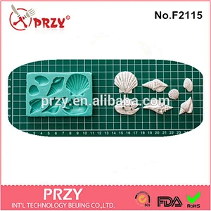 F2115 PRZY alibaba food grade seashell silicone fondant mold