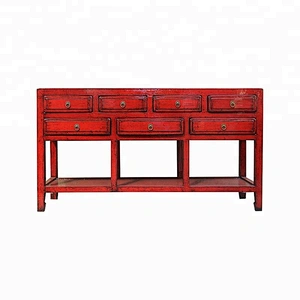 chinese antique distressed lacquered wooden furniture, console table in living room