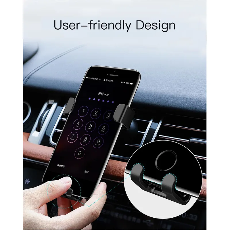 Mobile Phone Accessories Car Phone Holder Gravity Sensor Air Vent Mount Stand 360 Rotate Mobile Phone Holder