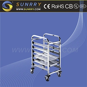 New Style stainless Steel Single Row room service trolley and Pan Trolley