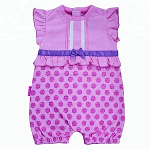 spring summer Fashion print flutter sleeves ruffle girls clothes baby romper