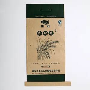 Custom paper plastic compound kraft paper bag for rice packaging 10kg
