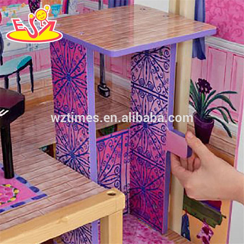 Venta al por mayor 16 piezas de muebles para bebés de madera casa de muñecas hermosa casa de muñecas de madera para bebés W06A232