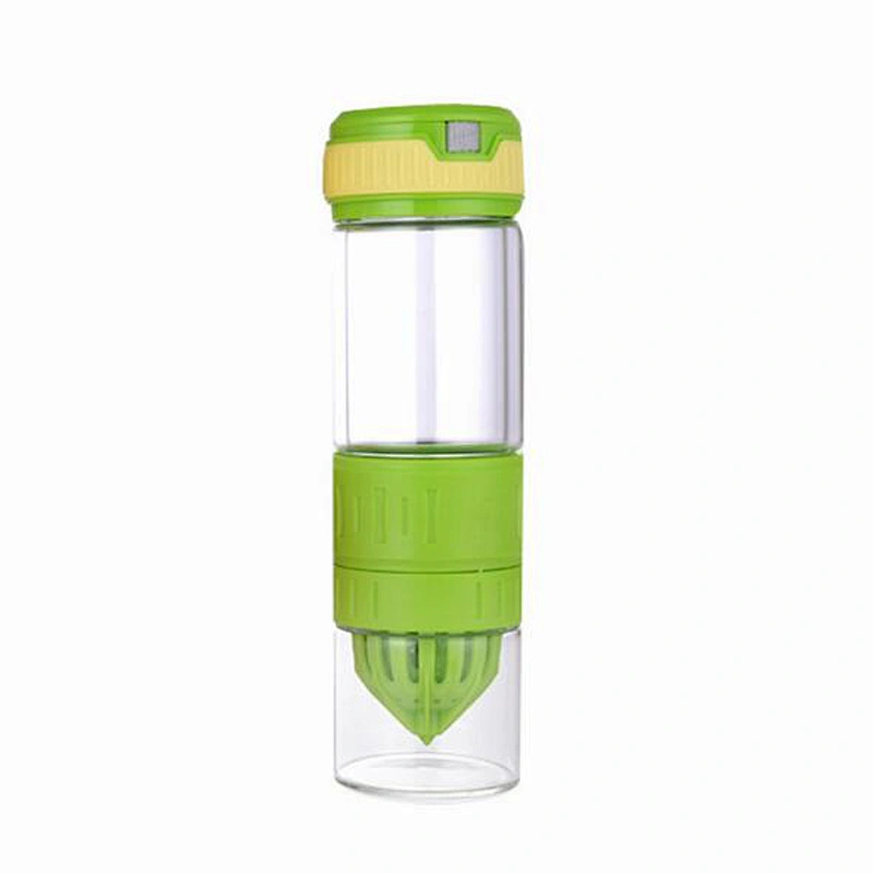 Portable manual juicer tool glass juicer cup bottle with food-grade material lid for outing trip