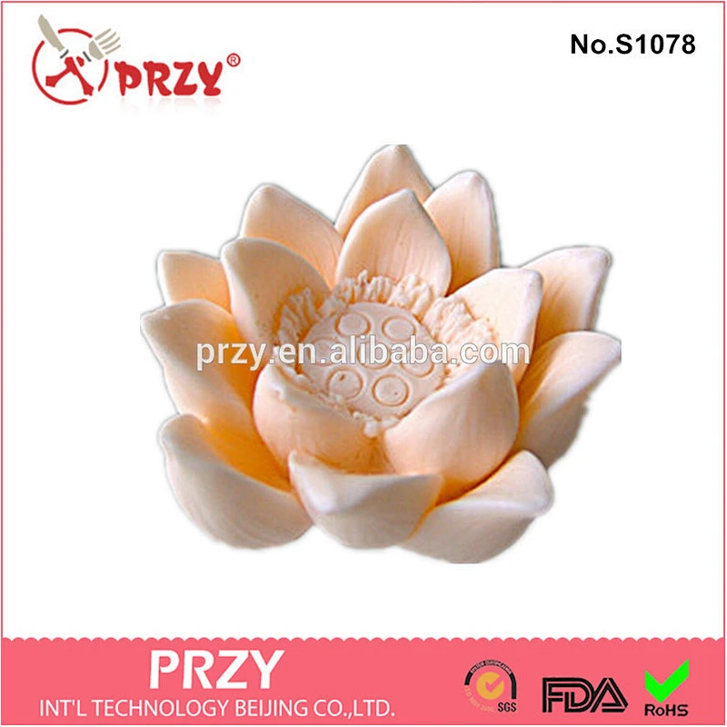 S1078 PRZY handmade decorative lotus 3d silicone candle mold