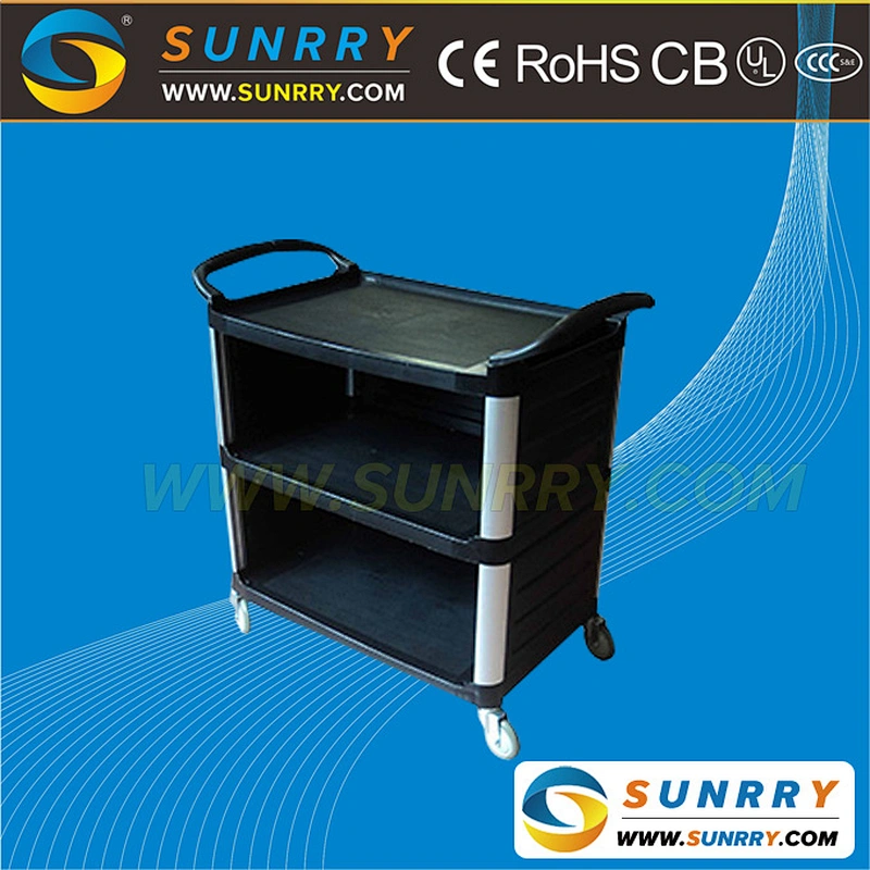 3 Layers food service cart with wheels half open type plastic liquor airline service trolley cart