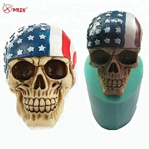 QT0003 Silicone halloween skull Silica gel mold 3d American flag skull head mould