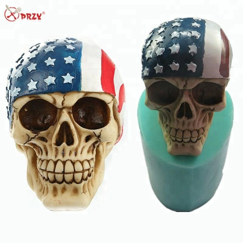 QT0003 Silicone halloween skull Silica gel mold 3d American flag skull head mould