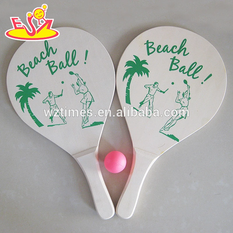 Wholesale top quality wooden toy beach tennis set benefits to baby's muslc exercise W01A111