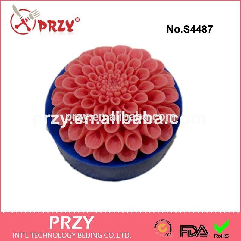 S4487 dahlia flower mold for soap,3D dahlia silicone mold for sale