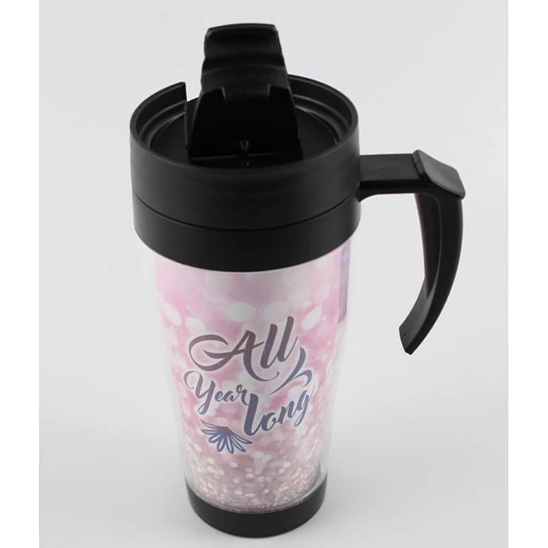 Factory Personalized Eco-friendly 16oz Custom Double Wall Plastic Thermal Coffee Tumbler Mug With Handle