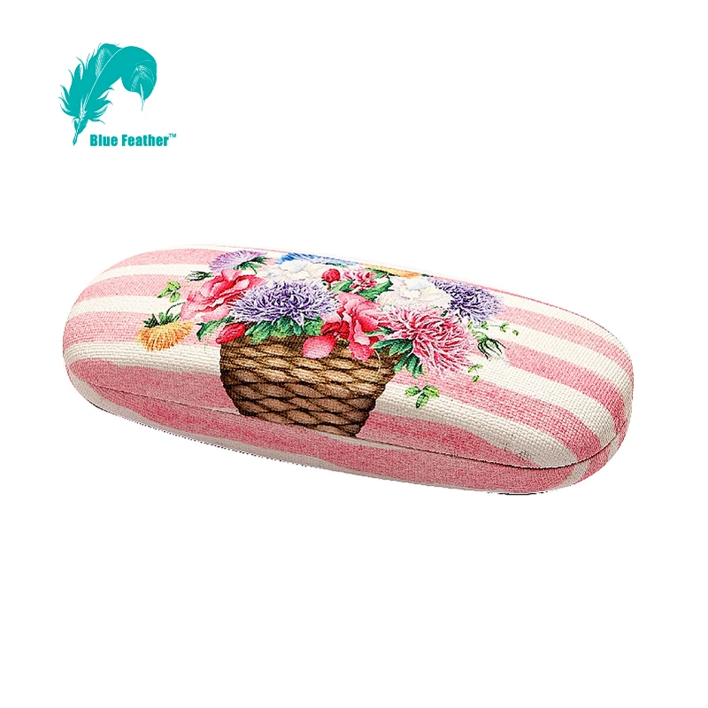 Floral Butterfly Pattern Striped Eyewear Case for Daily Protection