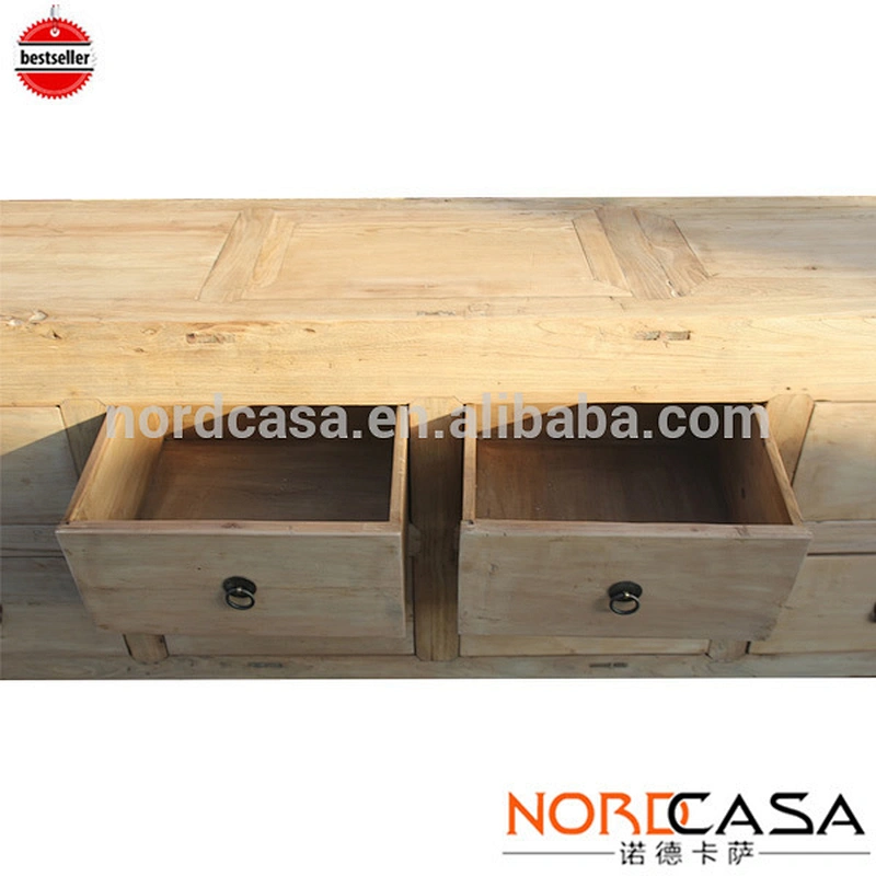 Solid wood Pine furniture antique white wide 8 drawer chest