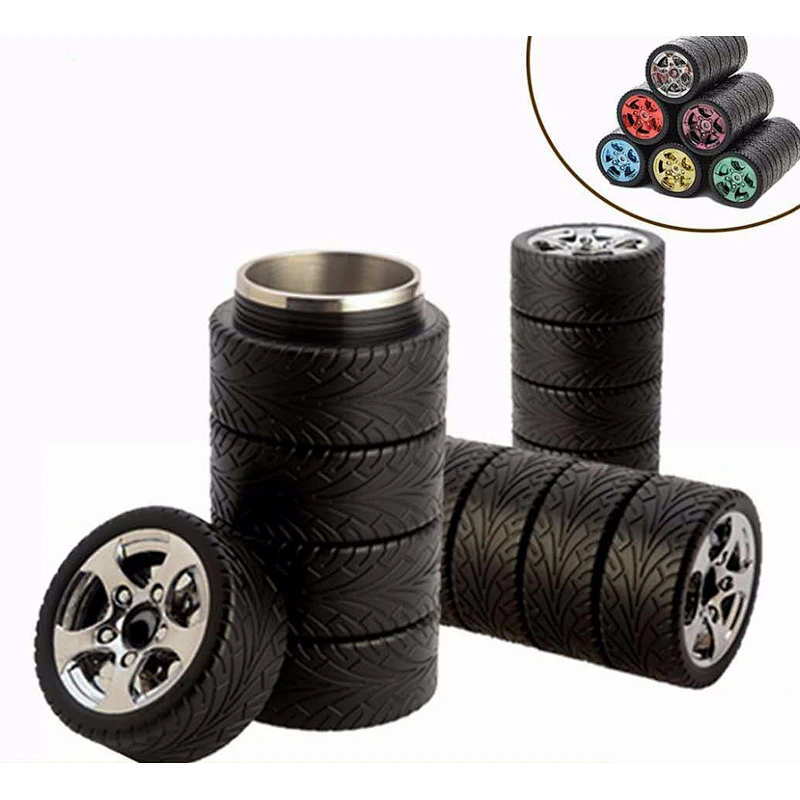 factory direct creative tyre cup leakproof car cups stainless steel vacuum cups creative gifts for friend