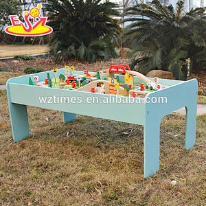 2018 Hottest new design children wooden toy train sets with table W04C071