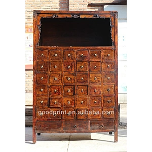 Hand Carved Chinese Antique Wood Medicine Cabinet Cupboard RARE!