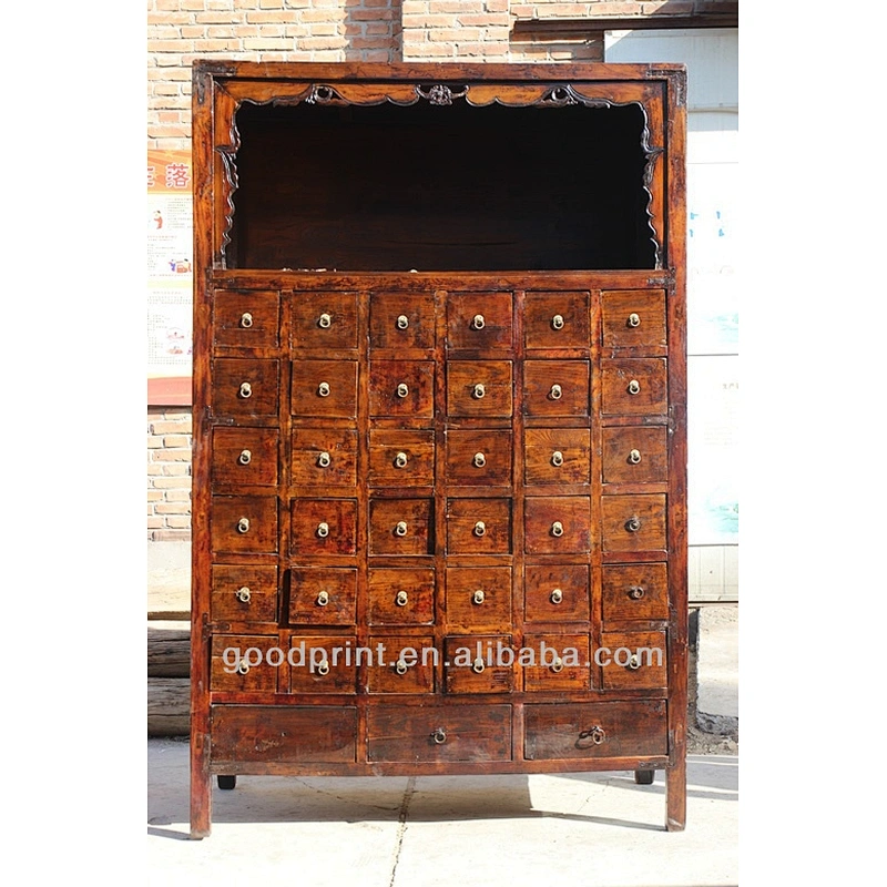 Hand Carved Chinese Antique Wood Medicine Cabinet Cupboard RARE!