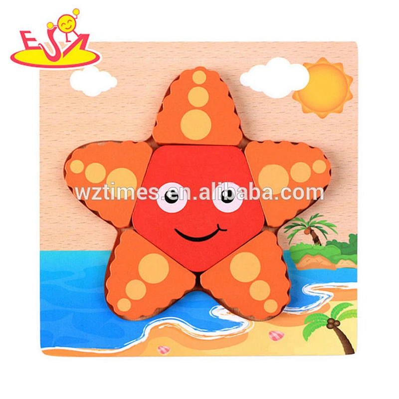 Wholesale cartoon style wooden airplane 3d jigsaw puzzle for children W14D044