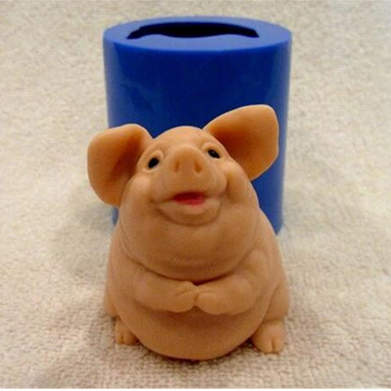 Cute pig shape silicone mold for soap and candles making