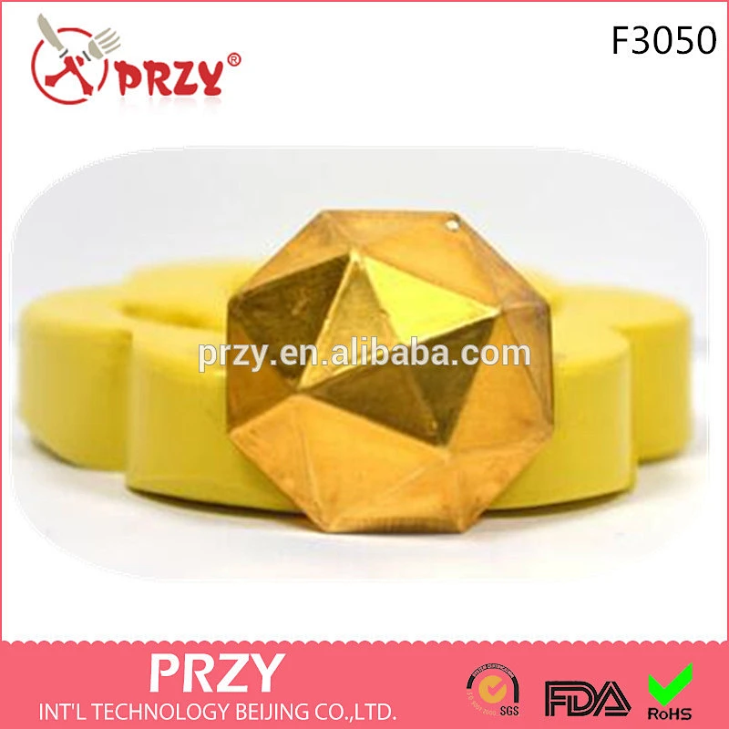 F3050 PRZY Faceted Jewel Shape Pendant Silicone Rubber Flexible Food Safe Mold Silicone Fondant Mold