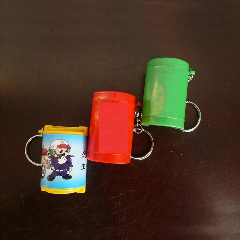 Hot Selling cylinder Shape Printed Colorful Coin Holder With Keychain For Promotional Gift