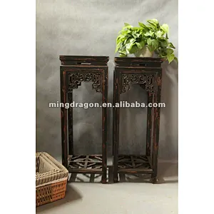 Chinese antique wooden black flower table