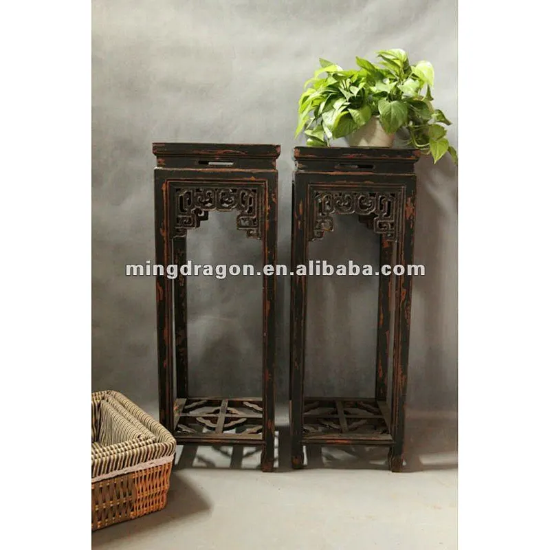 Chinese antique wooden black flower table