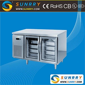 High Quality glass door air cooling refrigerated work table with GN pan