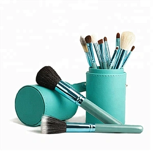 Professional Blue 12pcs Cosmetic Makeup Brush Set With Holder
