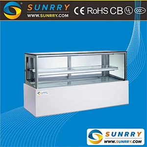 High quality commercial glass display cake showcase safety glasses with heater