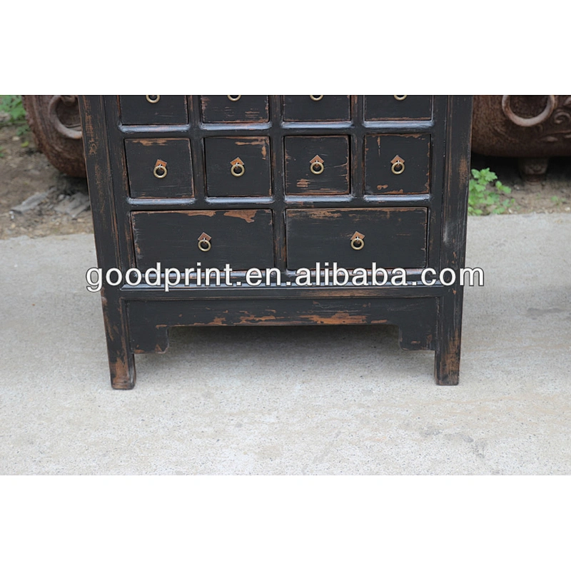 Chinese antique black medical cabinet