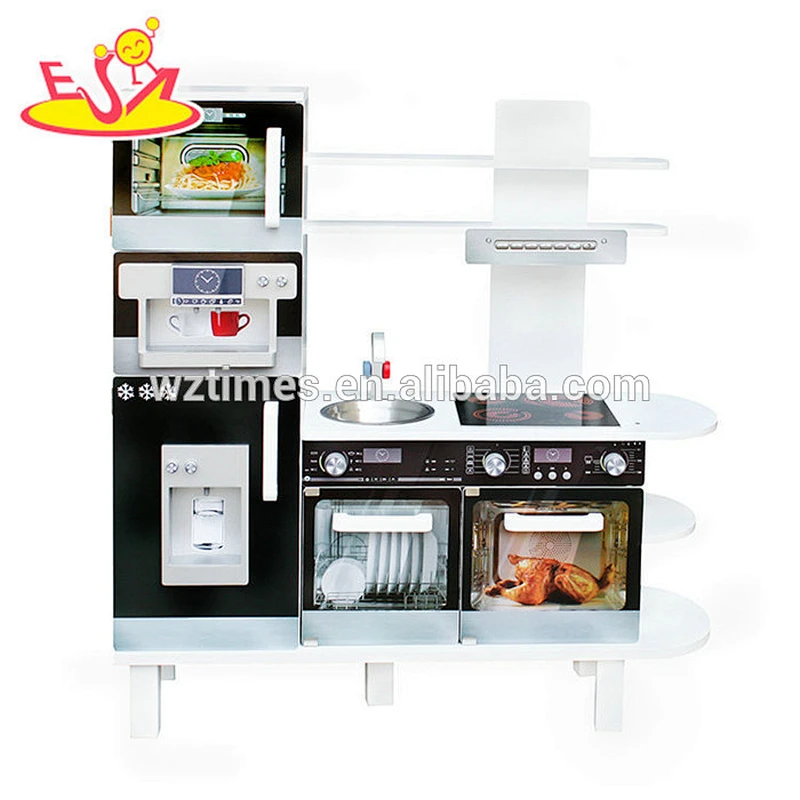 Juguete de cocina de madera para niños estilo moderno negro para fingir W10C284
