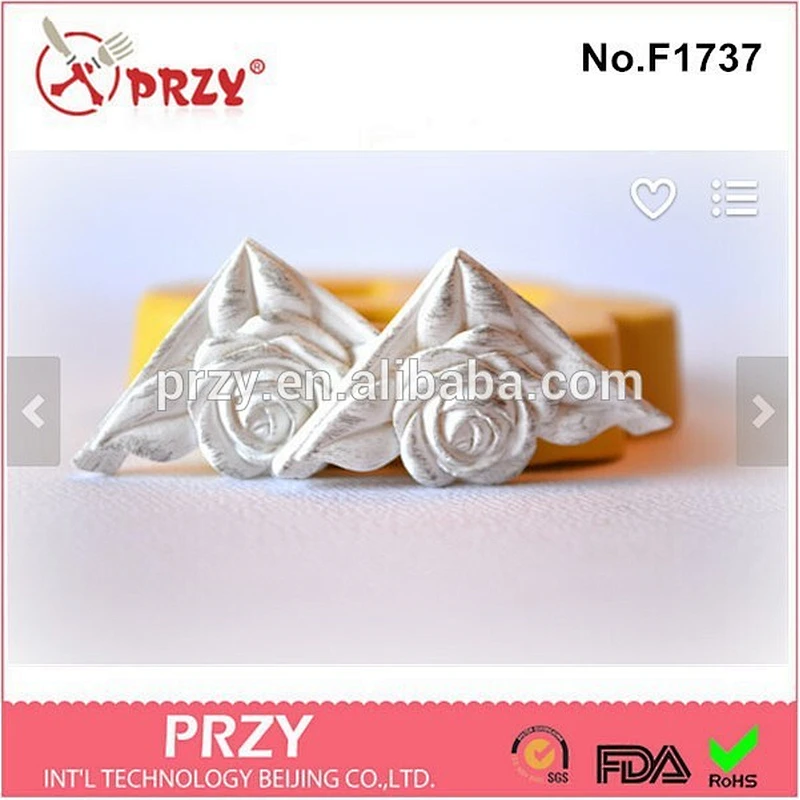 2015 hotsale Rose Corner Brackets gum paste silicone fondant mold