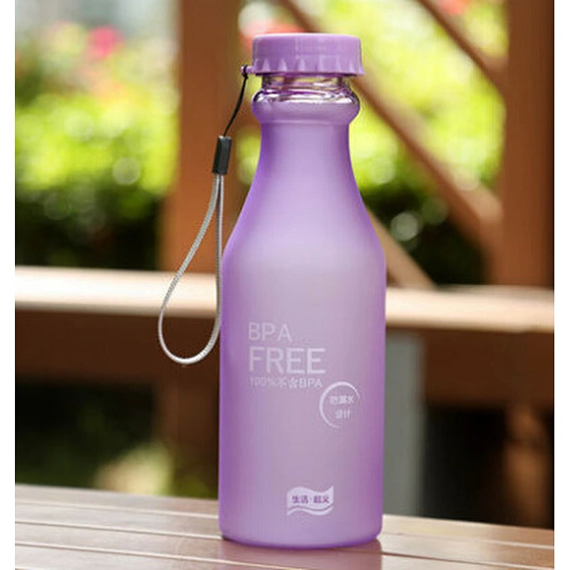 Soda Water Bottle Unbreakable Scrub Water Bottle Portable Creative Plastic Water Cup with Lid and String for Students