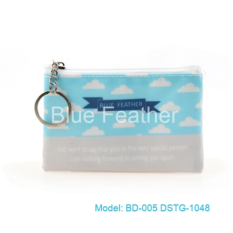 Sky Blue White Clouds Navy Sailor Style PU Leather Pouch