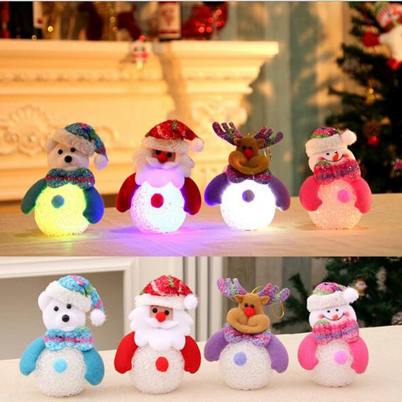 Free Sample Unique Christmas Decoration Gift Snowman Luminous EVA Small Night Light Christmas Tree Crafts Pendant