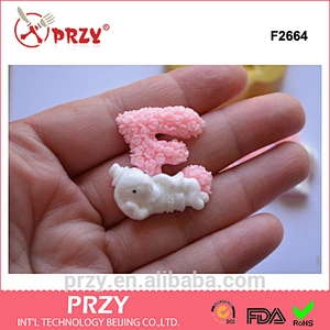 F2664 LOVE Letters Complete Word with Bunny Rabbits on each letter Silicone Rubber Flexible Food Safe Mold Mould
