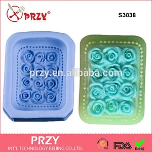 S3038 hot sale rose bar shaped silicone soap mold/handmade decorative molds