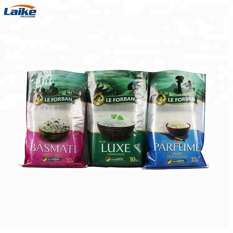 Bopp laminated pp woven bag rice,10kg basmatic rice packing bags for sale