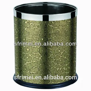 Hot Sale Colored Trash Can Strong Stainless Steel And Leather Material Decorative Corner Trash Can Unique Gold Trash Can
