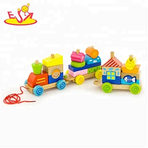 Wholesale educational wooden blocks train toy for children W05B060